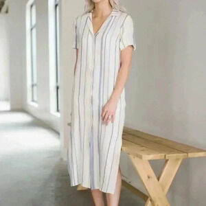 SUNAD Thar Waves Dress in Blue/White Stripe Size Small